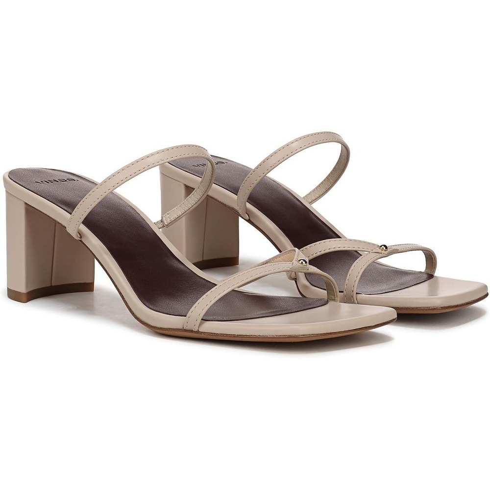 Vince Women's Size 6 M Ona Birchsand Dress Heels Slip On Square Toe Sandals